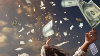 Lotto Jackpot Geld regnet vom Himmel